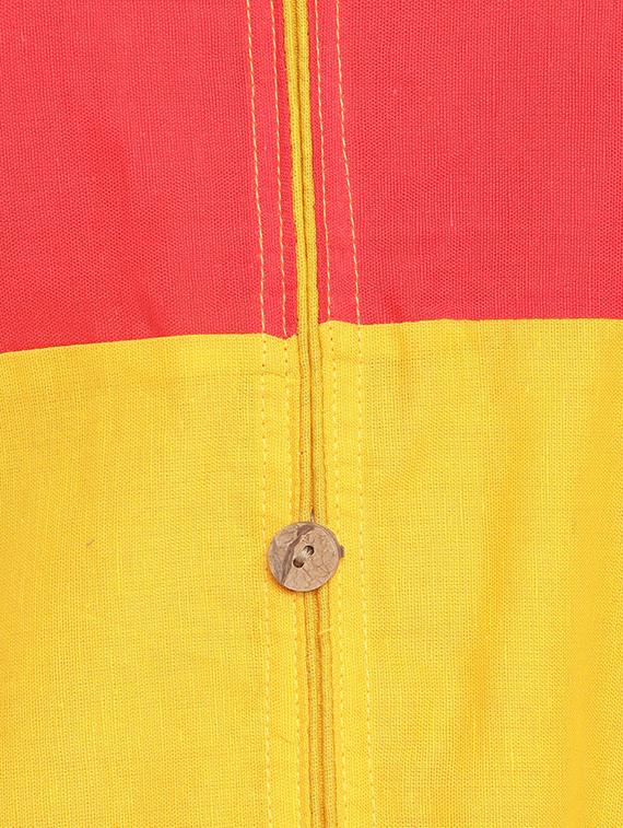 yellow cotton straight kurta - 15342500 - Zoom Image - 4