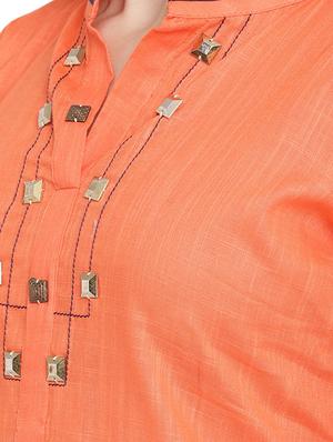 orange straight kurta - 15342522 - Standard Image - 4