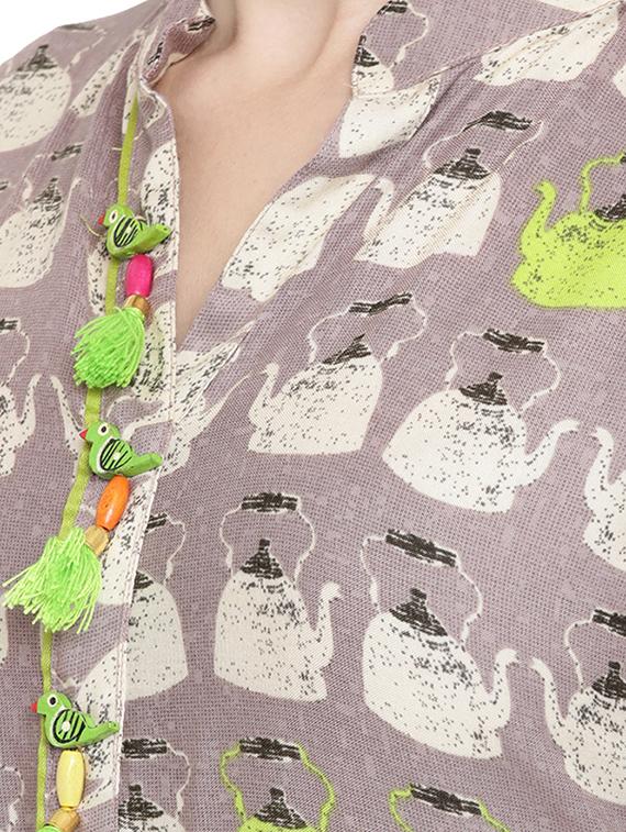 printed flared kurta - 15342534 - Zoom Image - 4