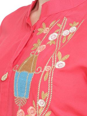 pink viscose straight kurta - 15342539 - Standard Image - 4