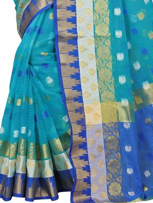 Paisley kota doria saree with blouse - 15342656 - Standard Image - 4