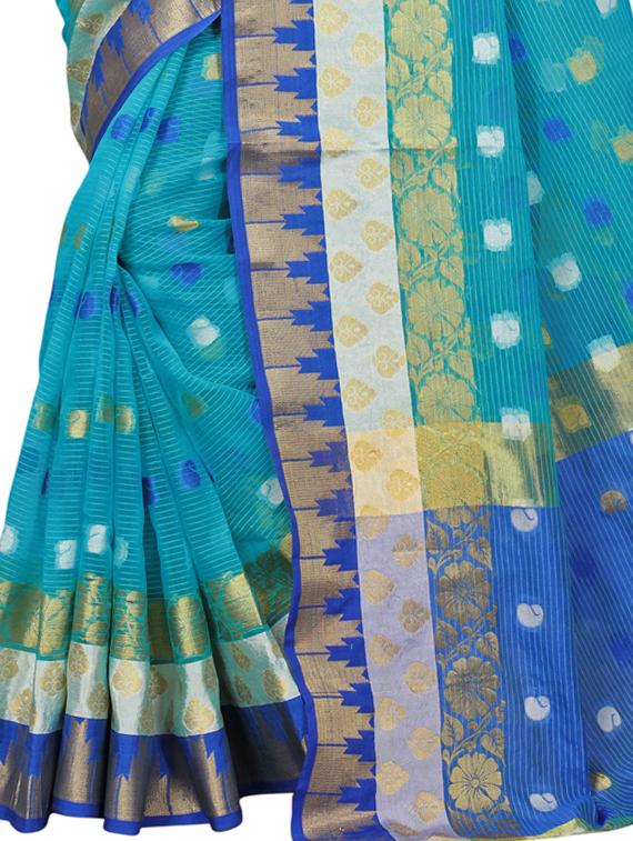 Paisley kota doria saree with blouse - 15342656 - Zoom Image - 4