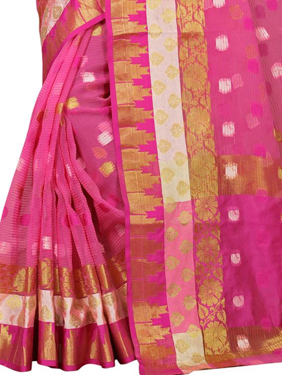 Temple kota doria saree with blouse - 15342658 - Zoom Image - 4