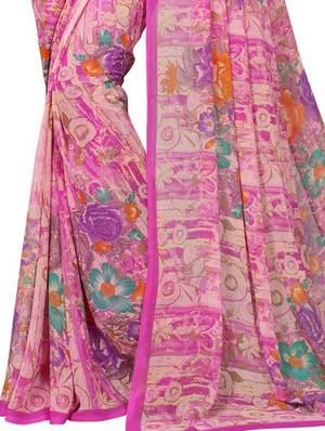 floral printed saree with blouse - 15342672 - Standard Image - 4