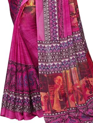 Graphic printed saree with blouse - 15342681 - Standard Image - 4