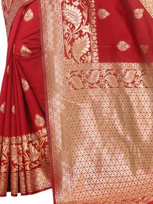 Zari motifs woven saree with blouse - 15342694 - Standard Image - 4