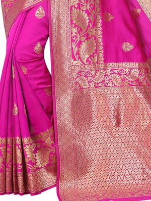 Zari motifs woven saree with blouse - 15342696 - Standard Image - 4