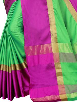 green silk blend woven saree with blouse - 15342701 - Standard Image - 4