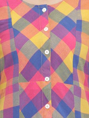 A-line multi checks kurta - 15343131 - Standard Image - 4