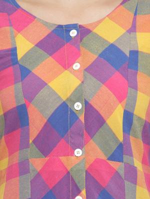 a-line multi checks kurta - 15343131 - Standard Image - 4