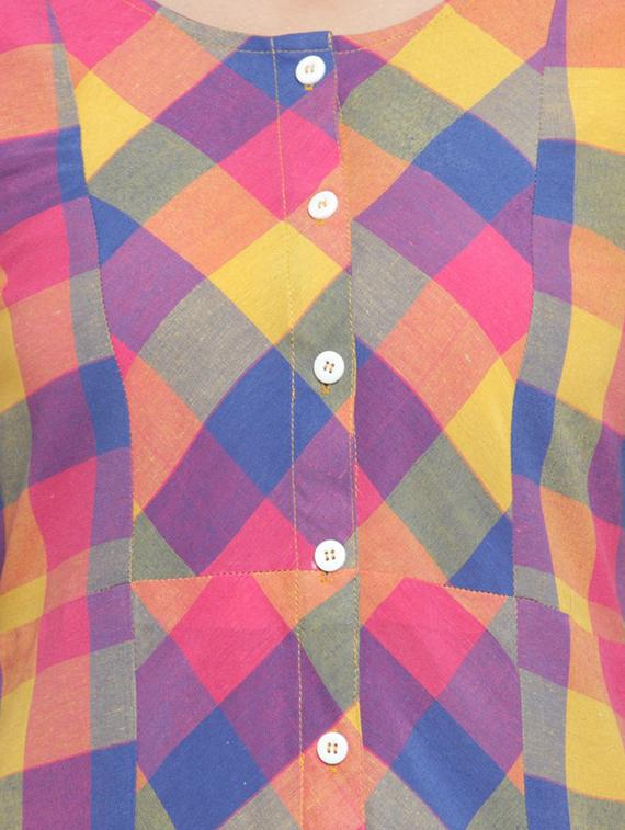 A-line multi checks kurta - 15343131 - Zoom Image - 4