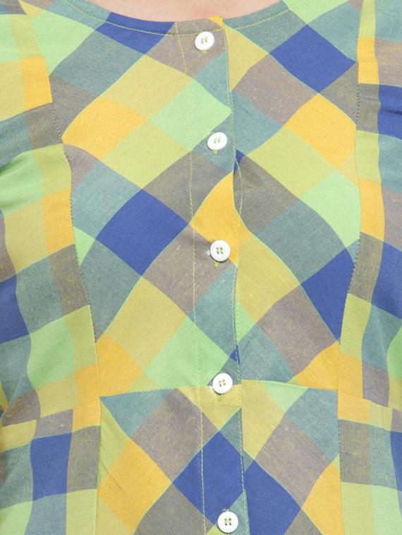 A-line multi checks kurta - 15343132 - Zoom Image - 4