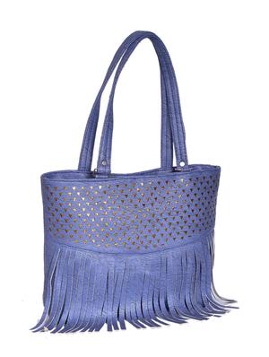 blue leatherette (pu) regular handbag - 15343456 - Standard Image - 4