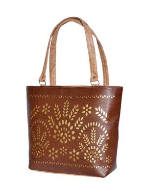 brown leatherette (pu) regular handbag - 15343471 - Standard Image - 4