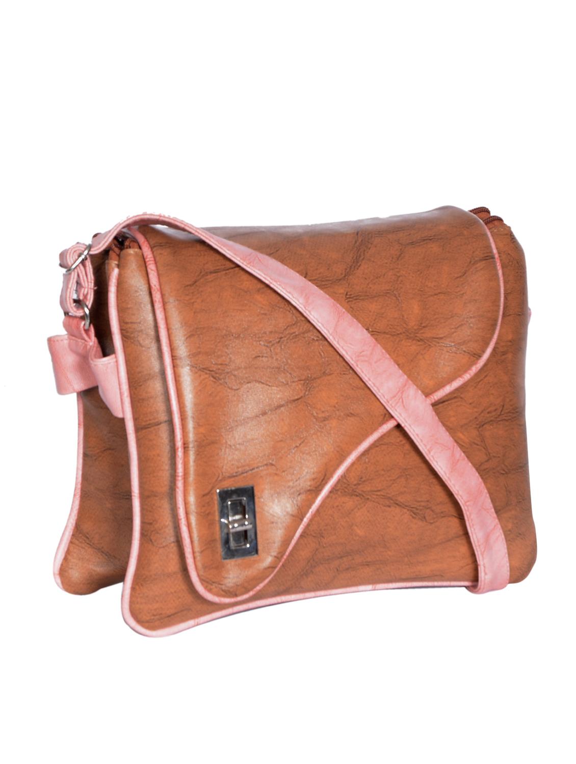 brown leatherette (pu) regular sling bag - 15343564 - Zoom Image - 4