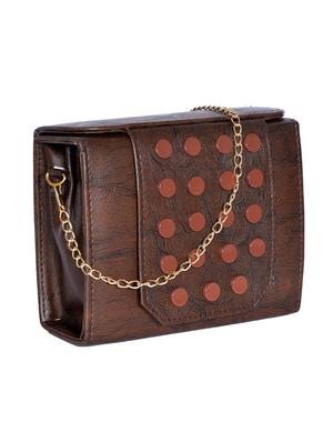 brown leatherette (pu) regular sling bag - 15343566 - Standard Image - 4