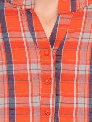 Checkered button up neck tunic - 15343855 - Standard Image - 4