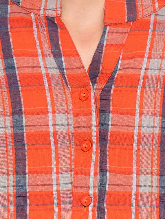 Checkered button up neck tunic - 15343855 - Zoom Image - 4