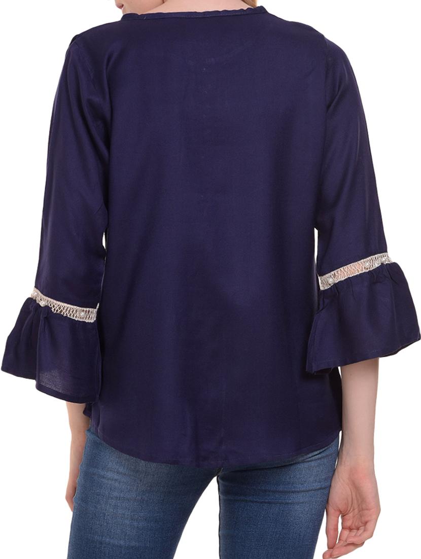 Lace trim flute sleeved top - 15345593 - Zoom Image - 4