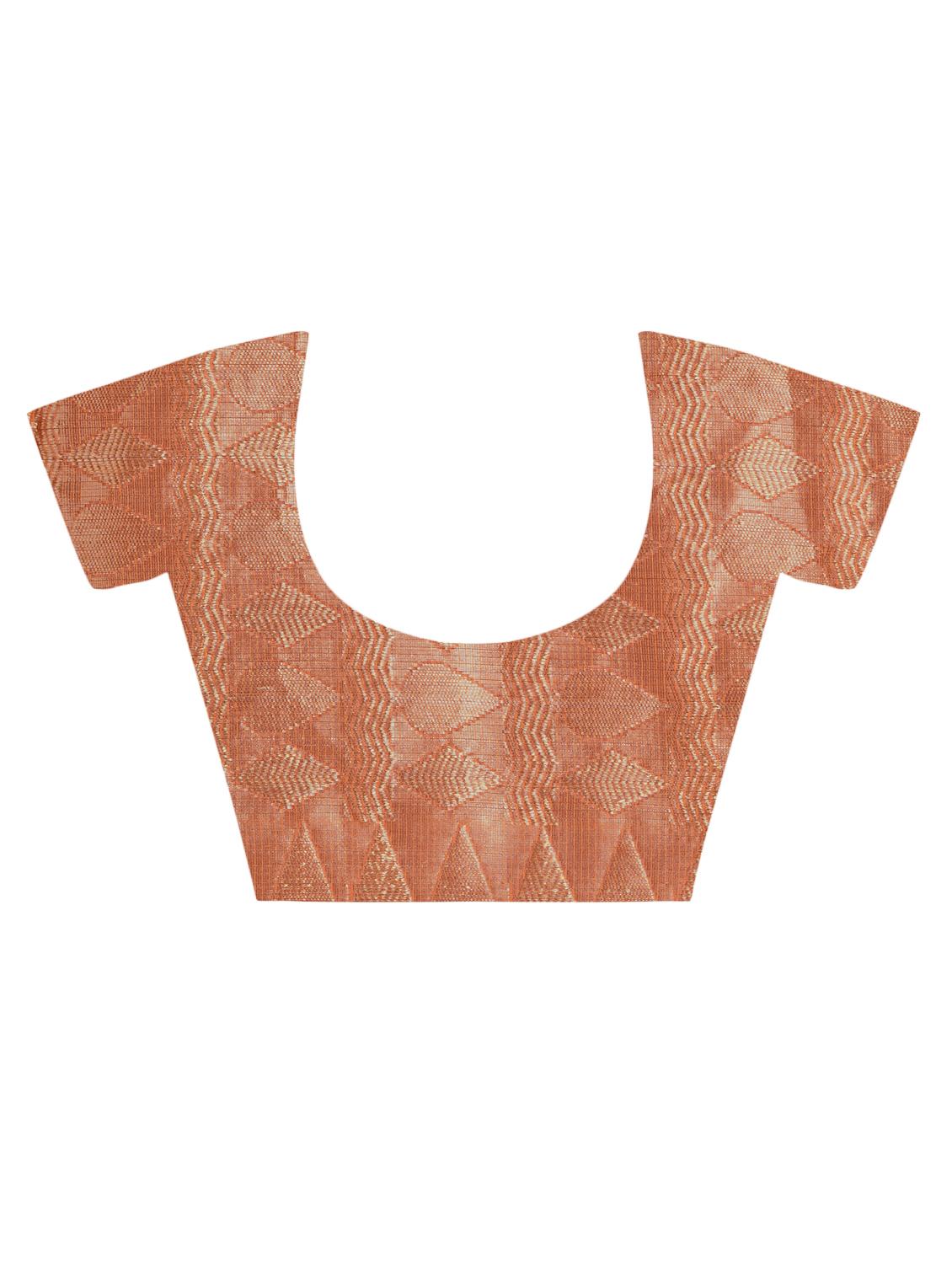 geometrical zari border handloom saree with blouse - 15345655 - Zoom Image - 4