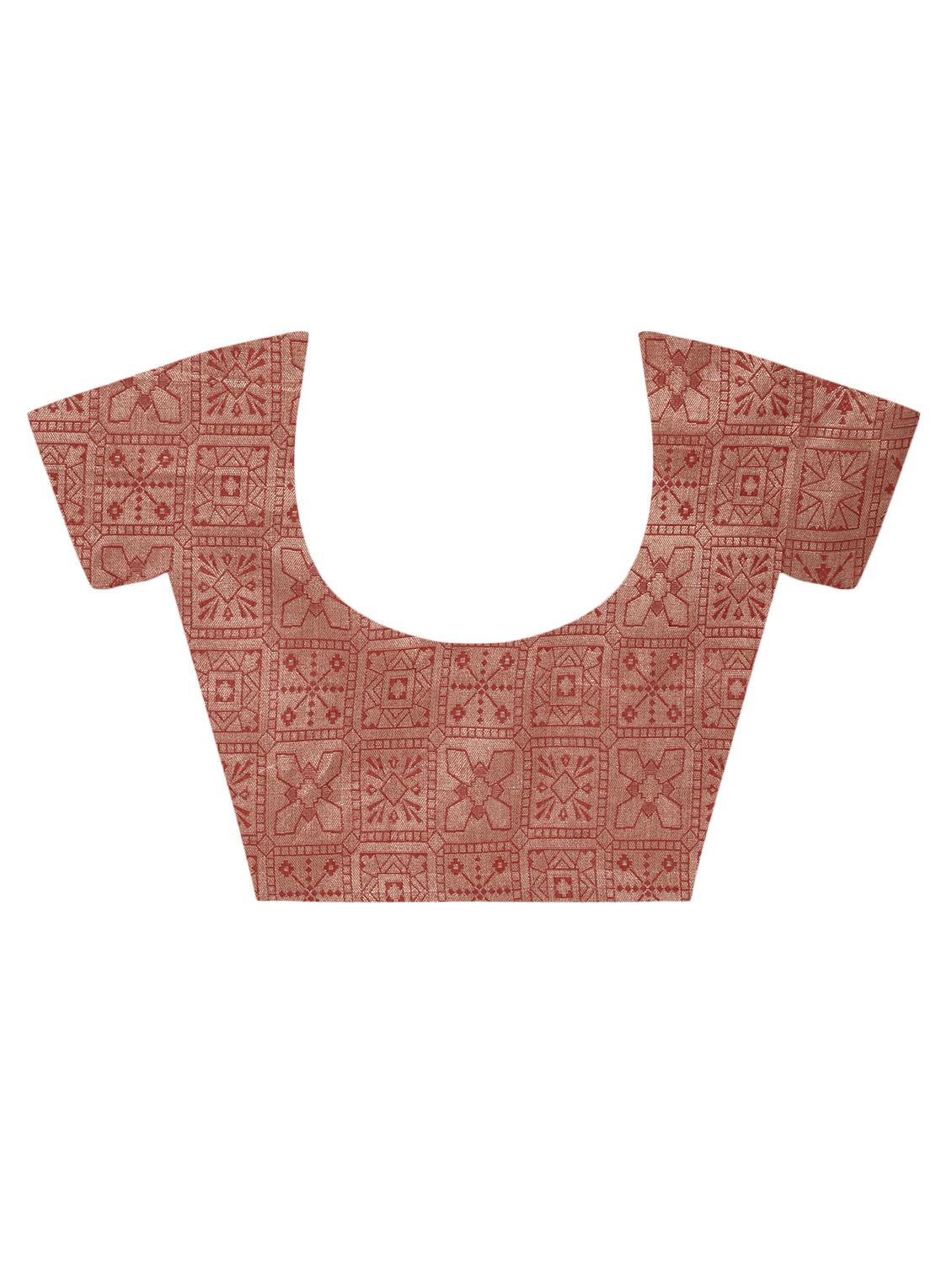 geometrical zari border handloom saree with blouse - 15345673 - Zoom Image - 4