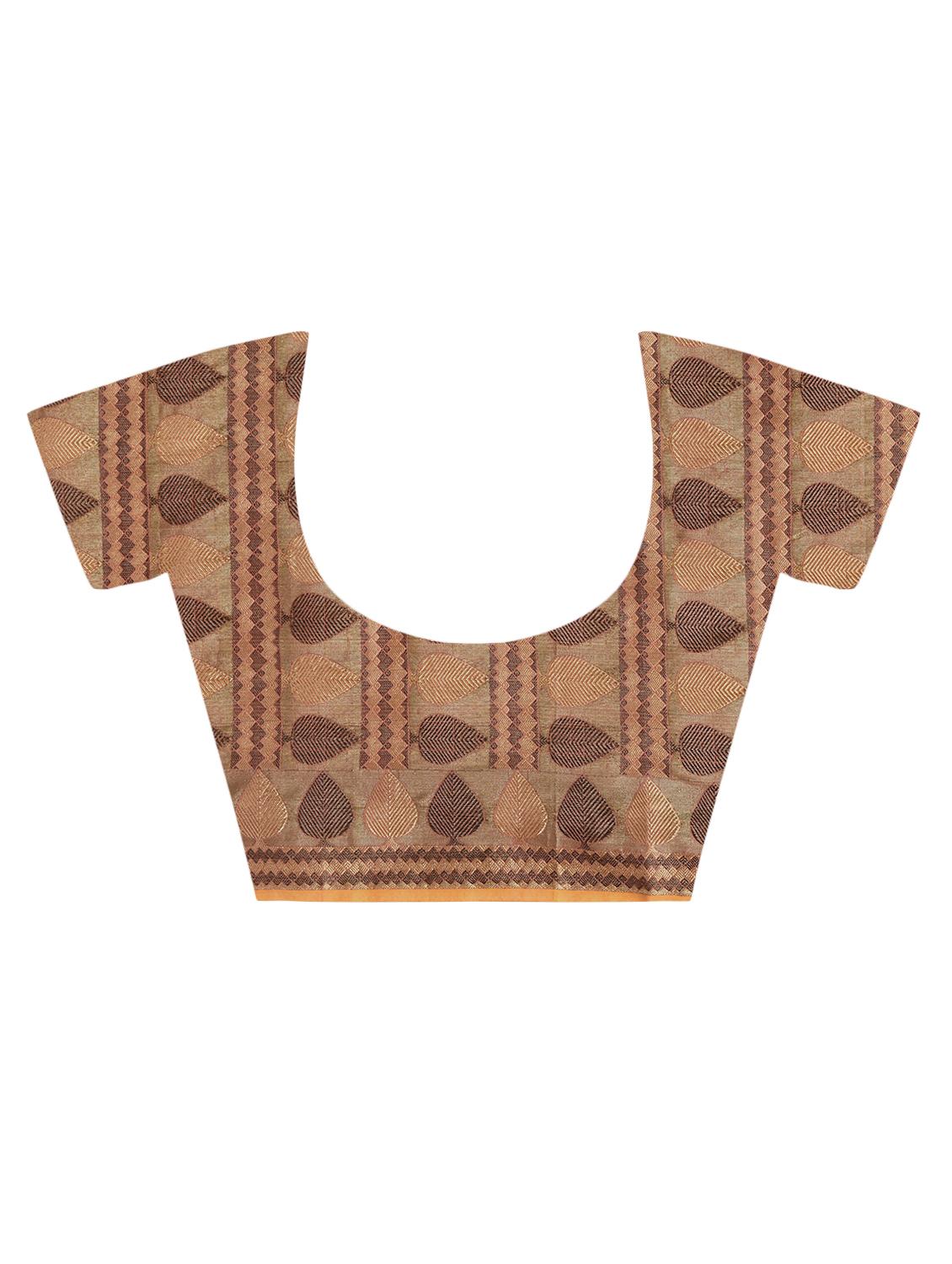 geometrical zari border handloom saree with blouse - 15345685 - Zoom Image - 4