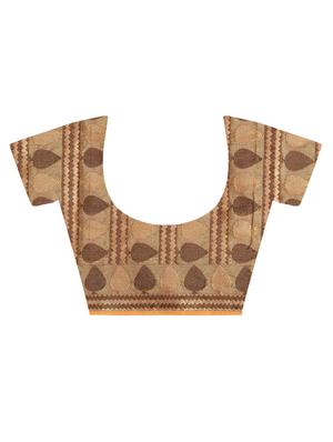 contrast zari border handloom saree with blouse - 15345689 - Standard Image - 4