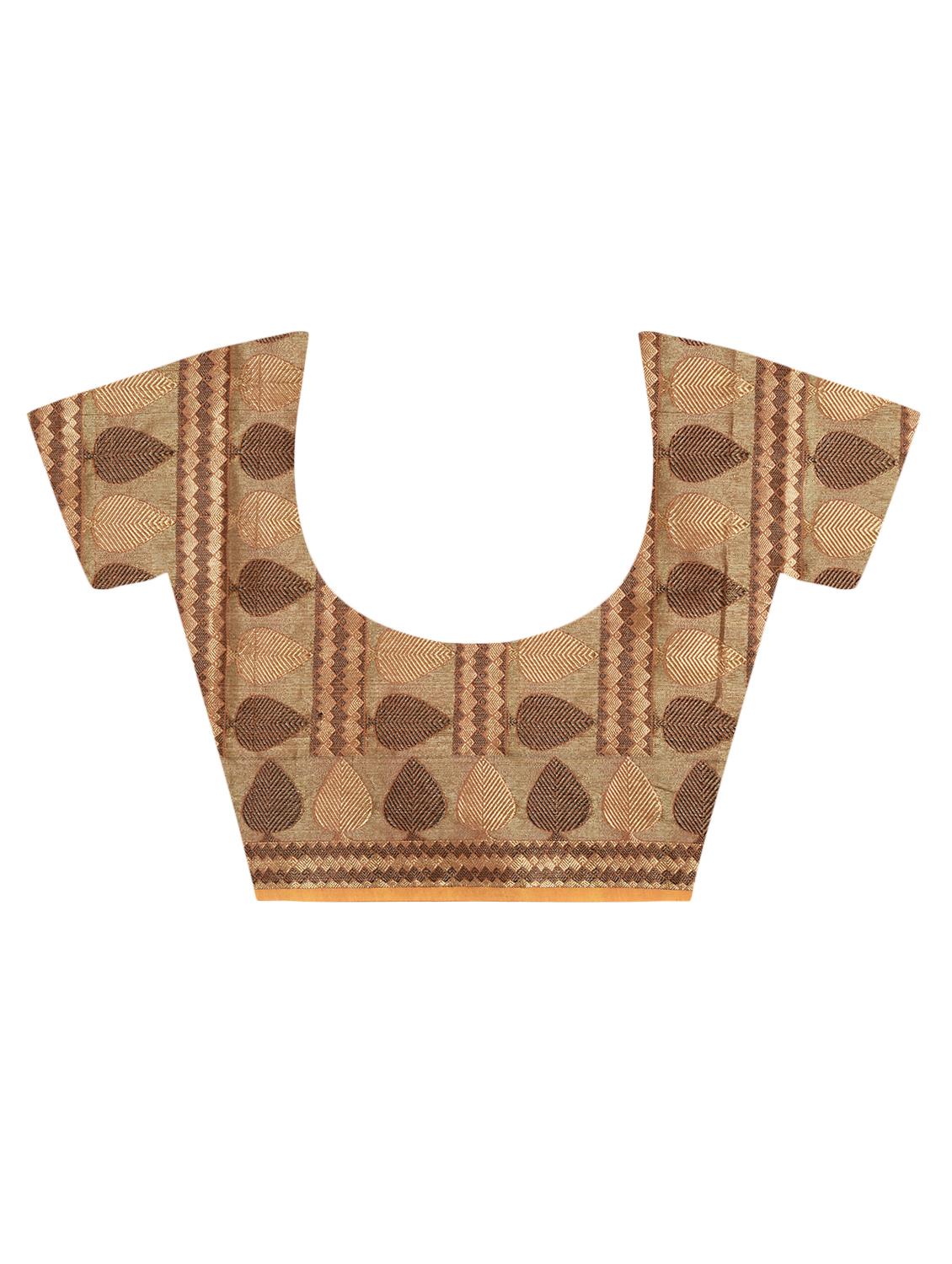 contrast zari border handloom saree with blouse - 15345689 - Zoom Image - 4