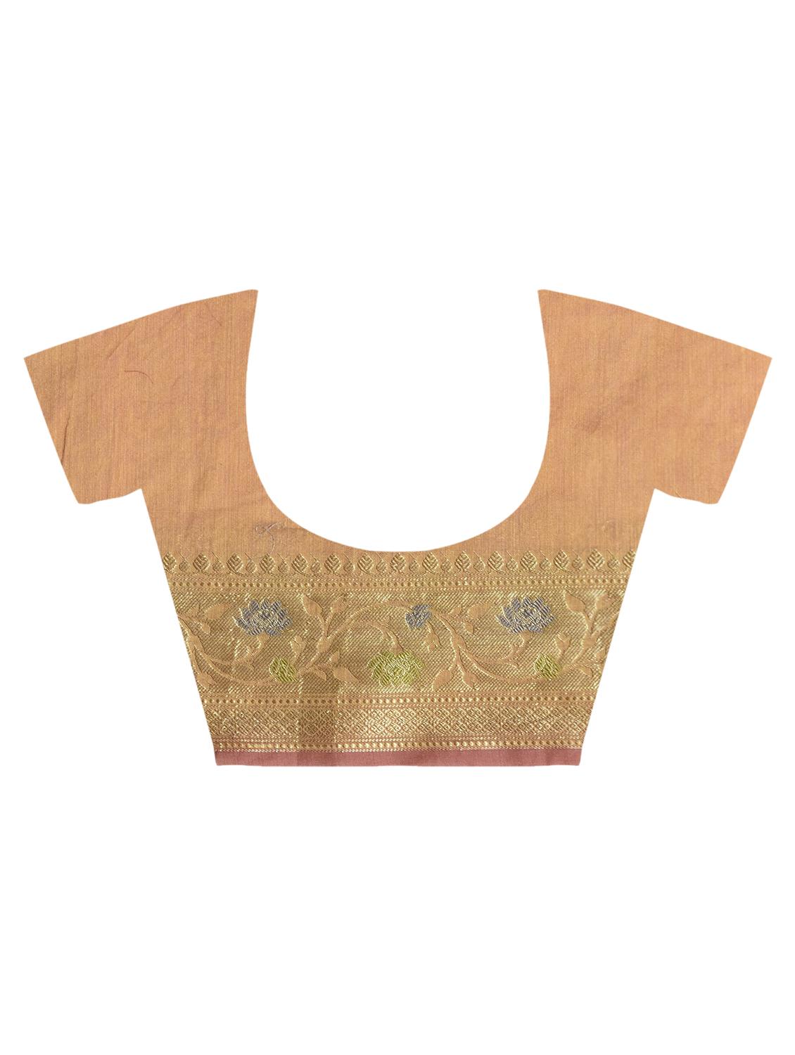 Zari Motif Banarasi Saree with blouse - 15345699 - Zoom Image - 4
