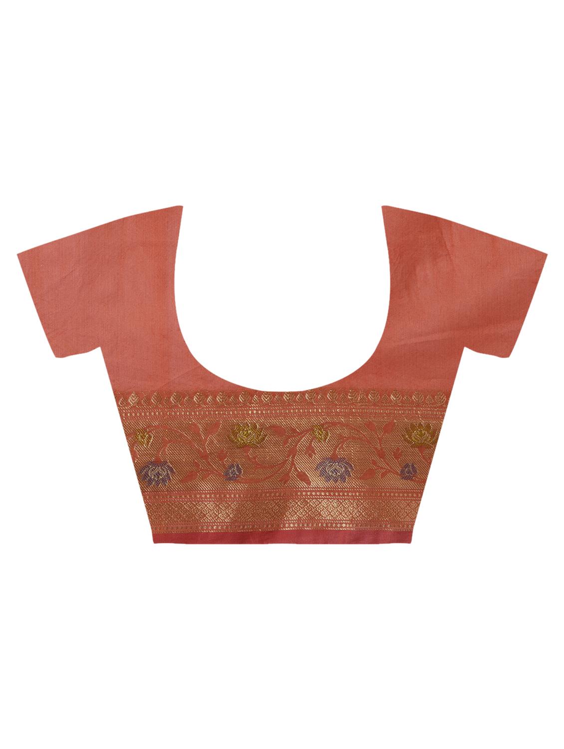 Floral Motif Banarasi Saree with blouse - 15345700 - Zoom Image - 4