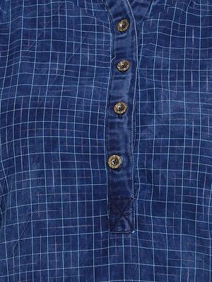 blue denim straight kurta - 15345725 - Standard Image - 4