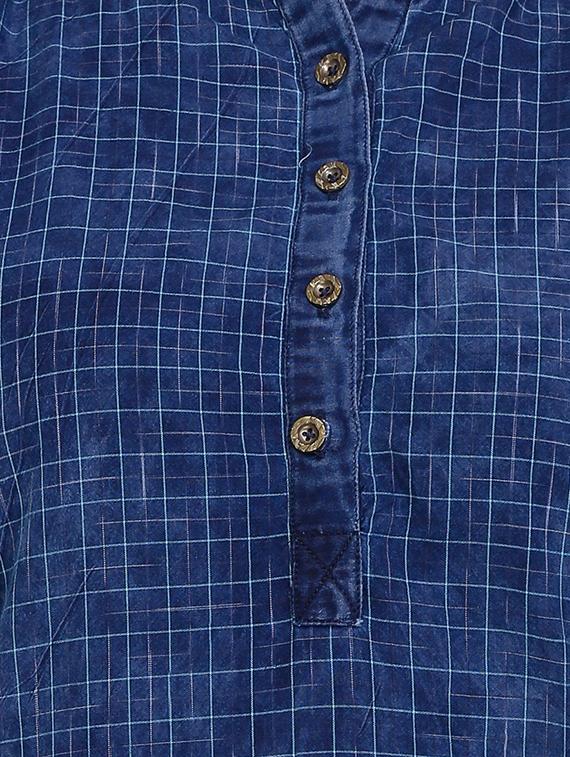 blue denim straight kurta - 15345725 - Zoom Image - 4