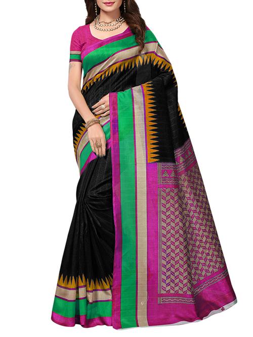 Contrast bordered bhagalpuri saree with blouse - 15346667 - Standard Image - 1