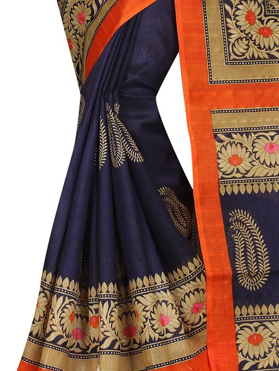 Paisley bhagalpuri saree with blouse - 15346721 - Zoom Image - 4