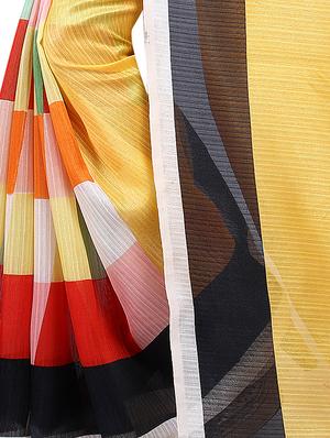 Geometrical Bhagalpuri Saree with blouse - 15346732 - Standard Image - 4