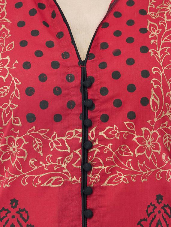 Block print straight kurta - 15347378 - Zoom Image - 4