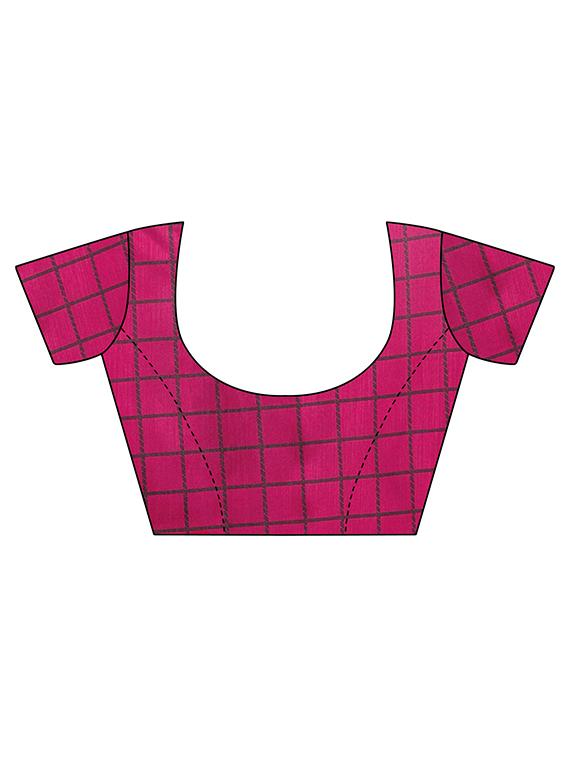 Checkered Bhagalpuri Saree with blouse - 15348495 - Zoom Image - 4