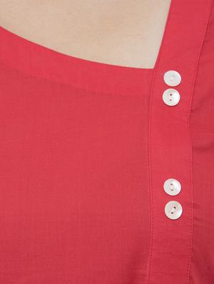 peach cotton straight kurta - 15349423 - Standard Image - 4