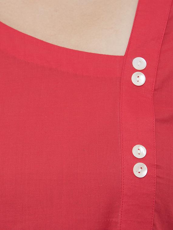 peach cotton straight kurta - 15349423 - Zoom Image - 4