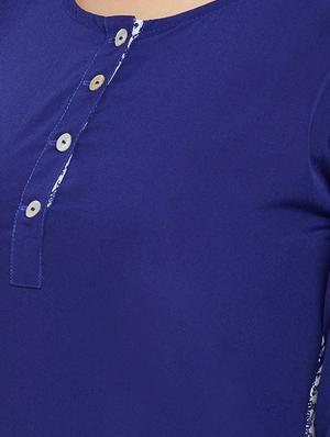 blue cotton straight kurta - 15349452 - Standard Image - 4