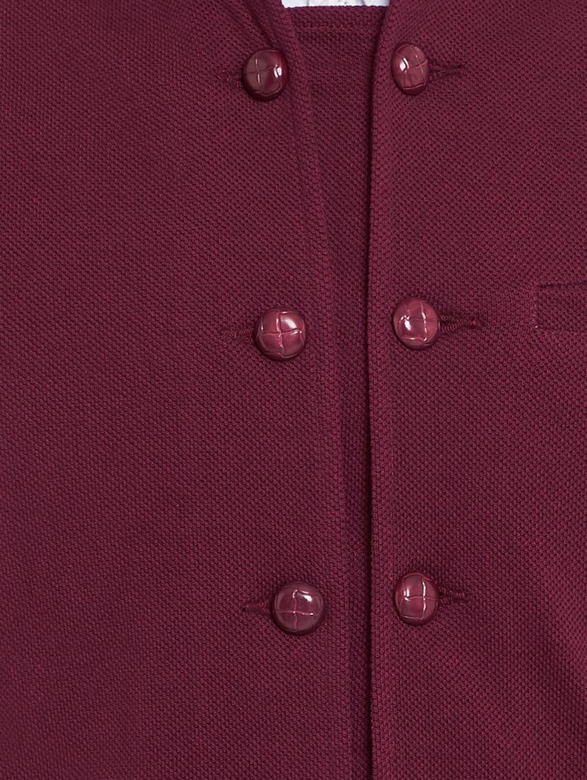 maroon cotton nehru jacket - 15352976 - Zoom Image - 4