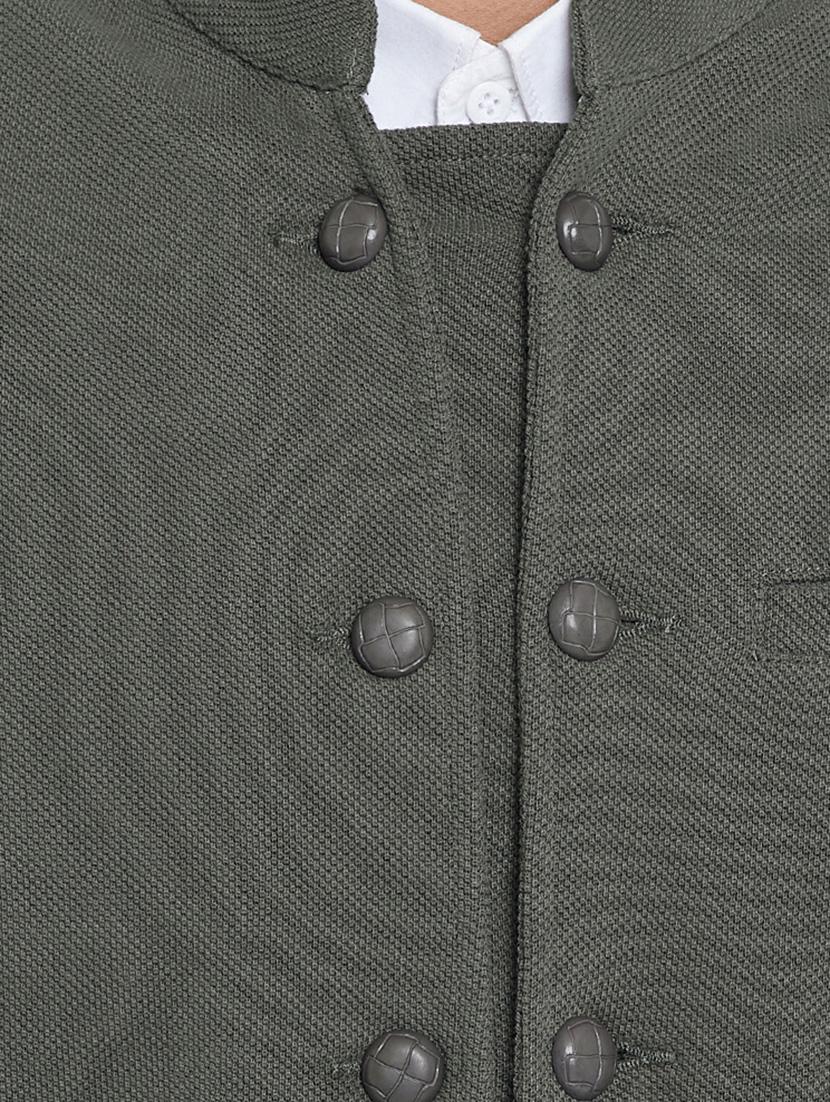grey cotton nehru jacket - 15352979 - Zoom Image - 4