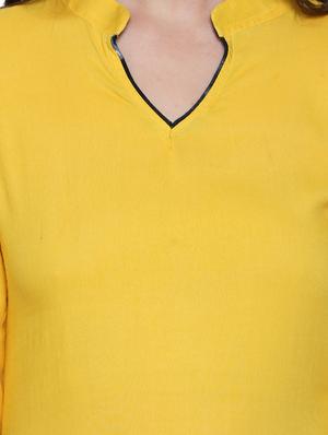 yellow asymmetric kurta - 15353888 - Standard Image - 4