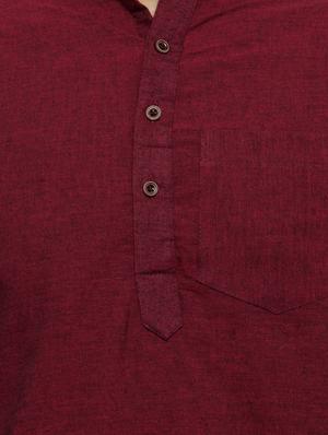maroon cotton long kurta - 15355396 - Standard Image - 4