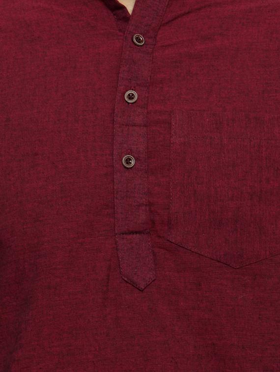 maroon cotton long kurta - 15355396 - Zoom Image - 4