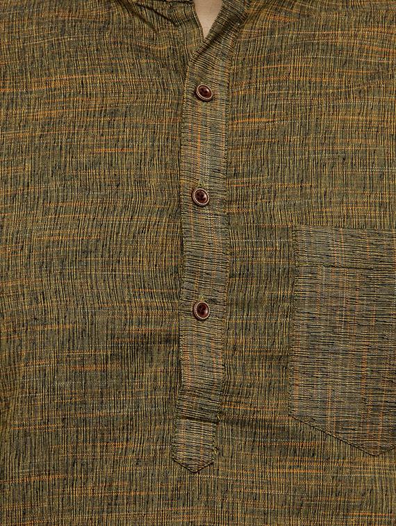 green cotton long kurta - 15355403 - Zoom Image - 4