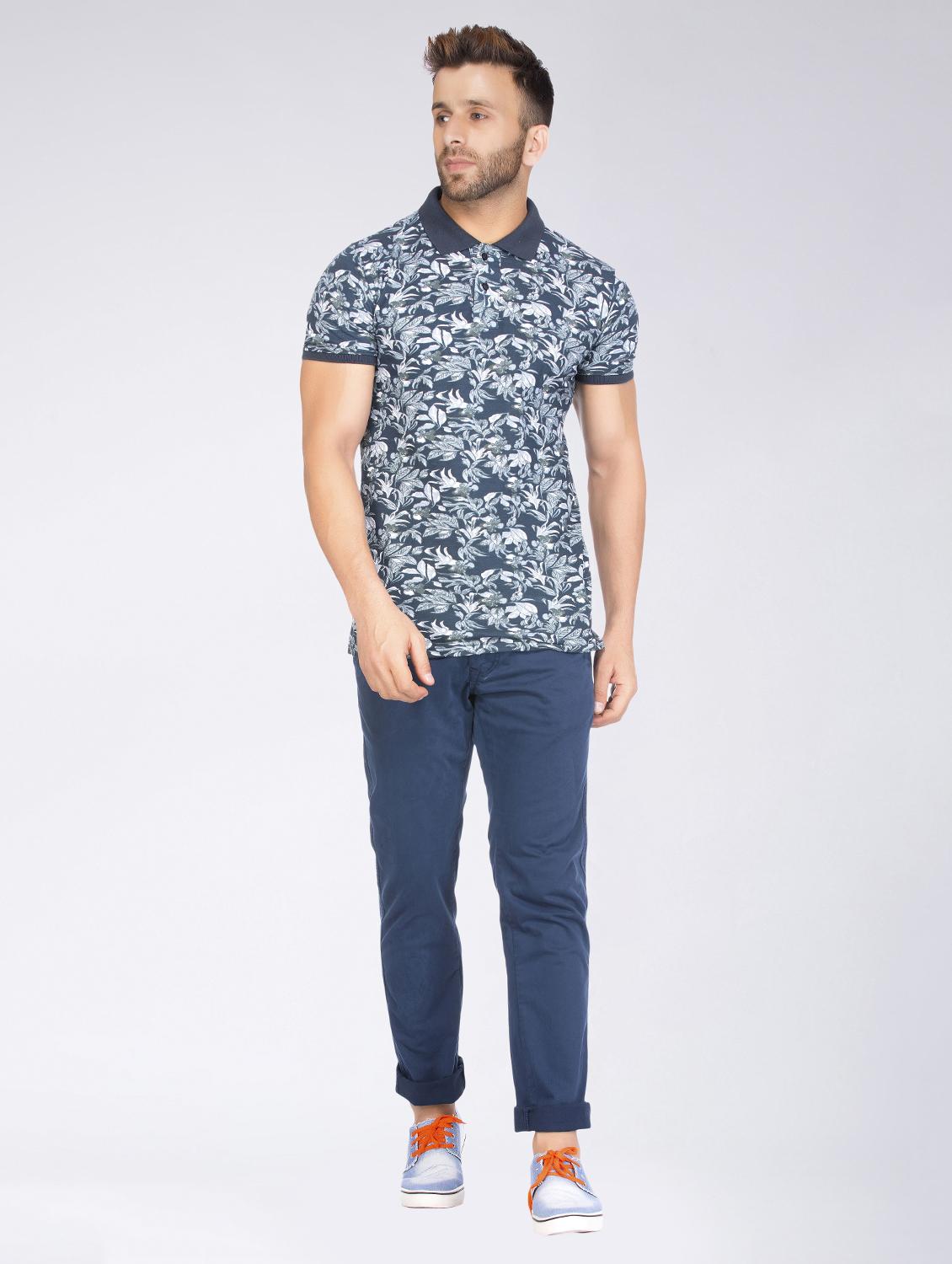 navy blue cotton chinos casual trousers - 15358887 - Zoom Image - 4