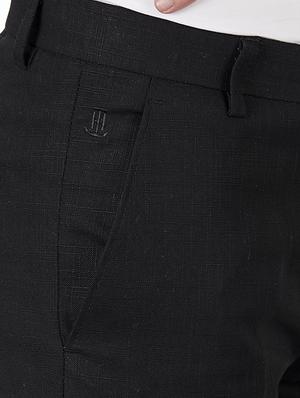 black linen flat front formal trouser - 15359120 - Standard Image - 4