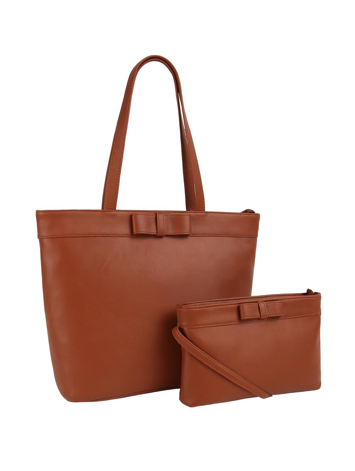 tan leatherette (pu) combo handbag - 15359513 - Zoom Image - 4