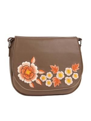 brown leatherette (pu) regular sling bag - 15359531 - Standard Image - 4